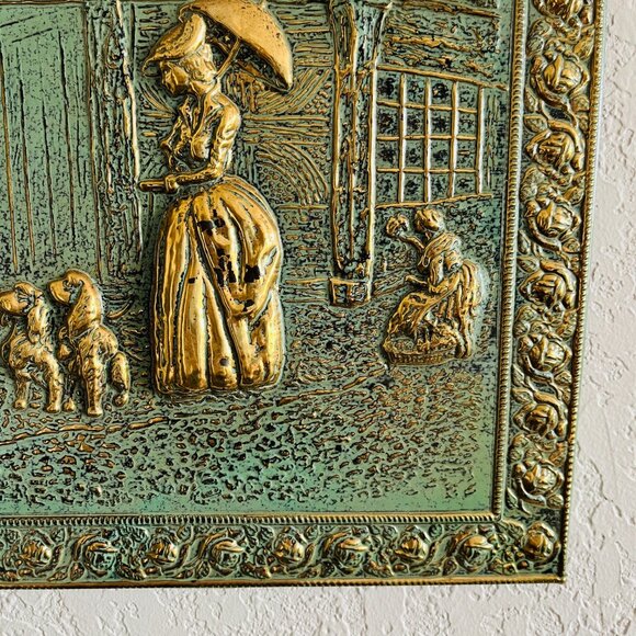 Vintage Art Repurposed Coal Box Brass Gallery Wall 15x10 Cottagecore Colonial -2 - Picture 4 of 10